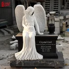 Angel Tombstone Marble And G603 Granite Headstone With Angel Statue Carved Tombstone