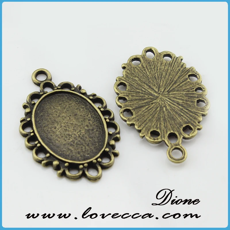 Antique bronze alloy cameo trays ,alloy pendant base for cabochons,fashion necklace pendant tray