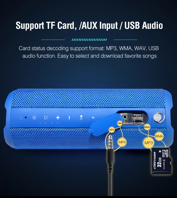 Newest Super Bass Desktop Ipx5 Sports Handsfree Portable Waterproof Outdoor Mini True Wireless Speaker - ANKUX.COM