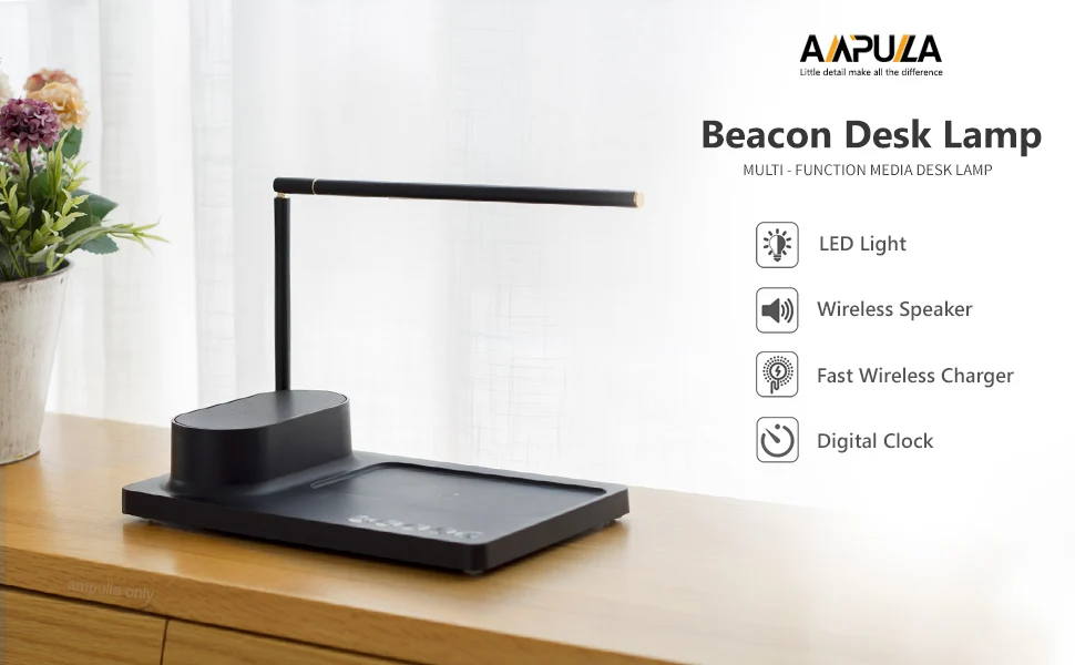 Masdio Beacon Wireless Charging Table Lamp with Wireless Speaker for Deep Bass Music - ANKUX.COM