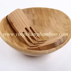 Personalized bamboo salad fruit bowl and salad fork