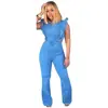 Top Selling Women Sexy Fashion Casual Romper Backless Blue Jeans Jumpsuit Summer With High Quality
