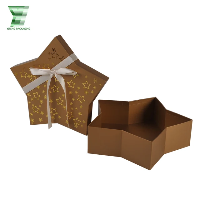 gold paper custom printed decorative christmas star shaped box