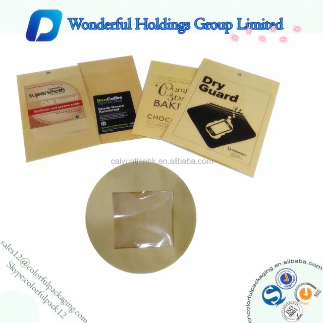 custom printed kraft paper bags with resealable zipper and
