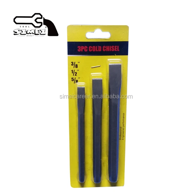 3-piece chrome vanadium steel cold chisel set with blister