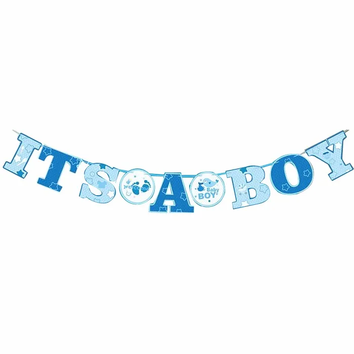 decorations baby shower its a boy banner balloons and paper