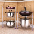 2 3 Layer Carbon Steel Plating Kitchen Pot Rack Shelf Organizer Multifunctional Kitchen Pan Cover Rack Home Storage Tool