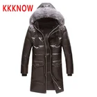 leather duck down jacket Winter new sheep skin in a long raccoon fur collar skin