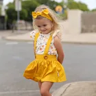 Amazon aliexpress hot sale little T-shirt slip skirt set cheap newborn baby kids summer clothing sets baby clothes for girls