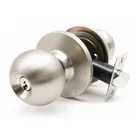 Knob Door Lock Locked Entrance Door, Iron Knob And Rosette Brushed