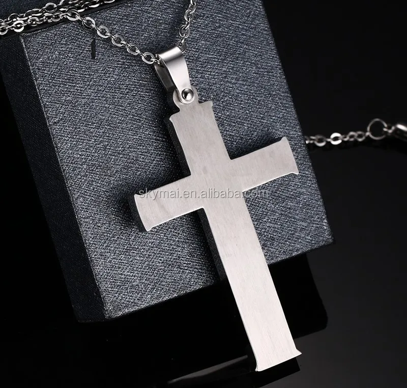 2021 fashion wooden stainless steel cross necklace for men