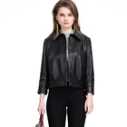 New Design short black Leather Jacket Genuine or faux Leather Coat Motorcycle pu Jacket women
