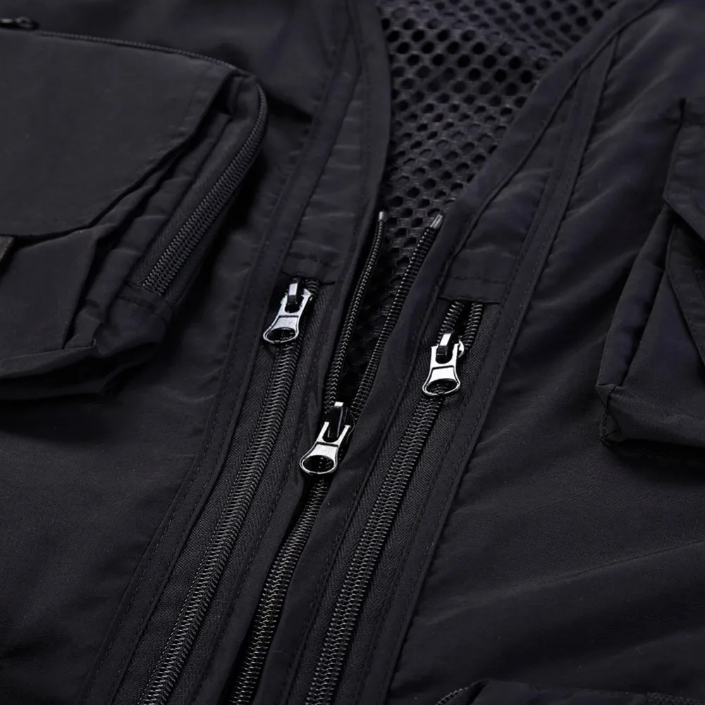 2015 New Arrival Men Quick-Drying Outdoor Multi-pocket Travel Vest Outdoor Photography Knitted Collar Vest 3L