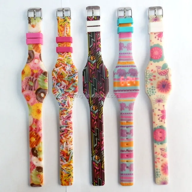 new colorful children led wrist watch silicone fashion promotion