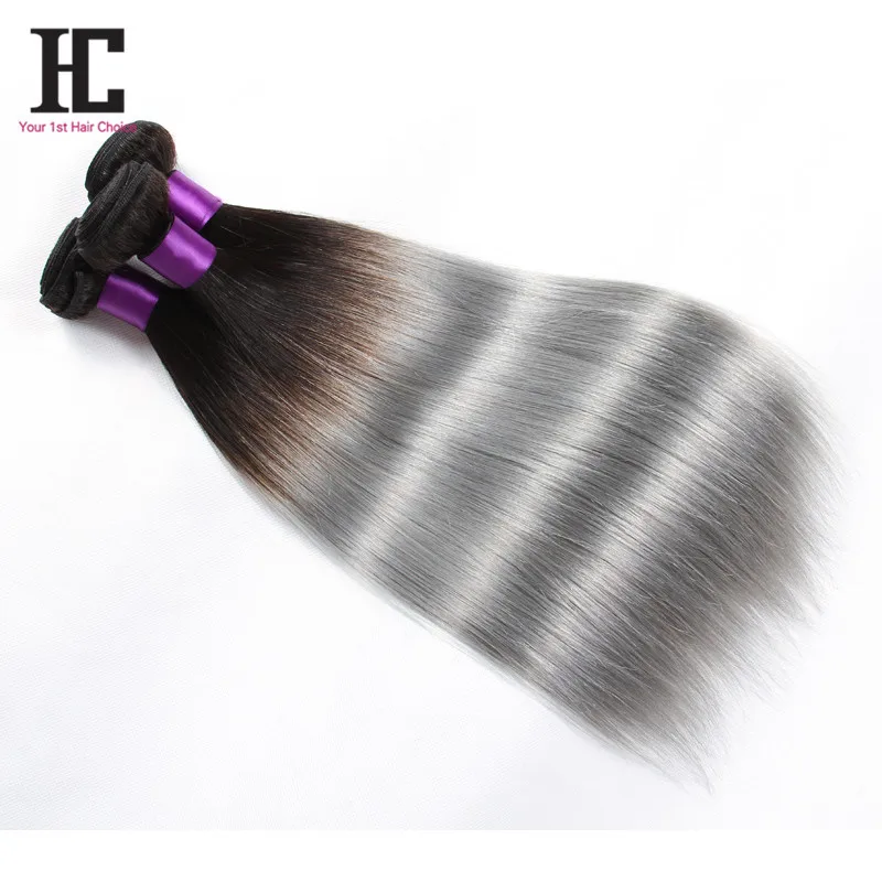 Ombre Silver Hair Brazilian Grey Hair Grace Products Grade 7A Top Hair Extensions 3Pcs Hot 100% Best Grey Human Hair Extensions