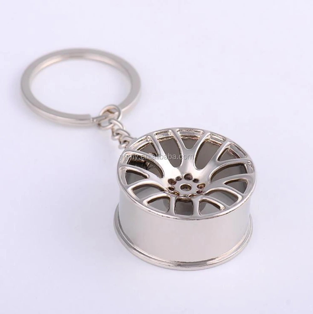 cool luxury metal keychain car key chain key ring creative wheel
