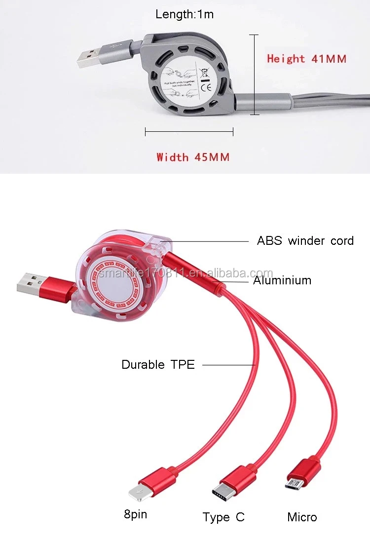 Sales promotion round retractable charger cable - ANKUX.COM