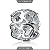LH232 Aceworks wholesale 925 Sterling Silver Rhodium Plating Heart Shaped Bead for bracelets