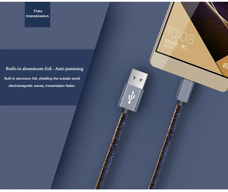 China Cheap Price 1m Denim Fabric Charger Data Sync USB Cable for Samsung - ANKUX.COM
