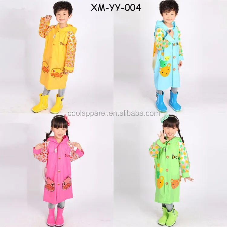 printed plastic children rain coat poncho kids rain poncho