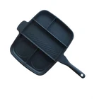 5 Section Square Divided Pan Frying Cook Aluminum Non Stick Pan