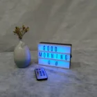 Battery powered A6 DIY plastic RGB cinematic led light box with 85pcs black letters & symbols +Remote control