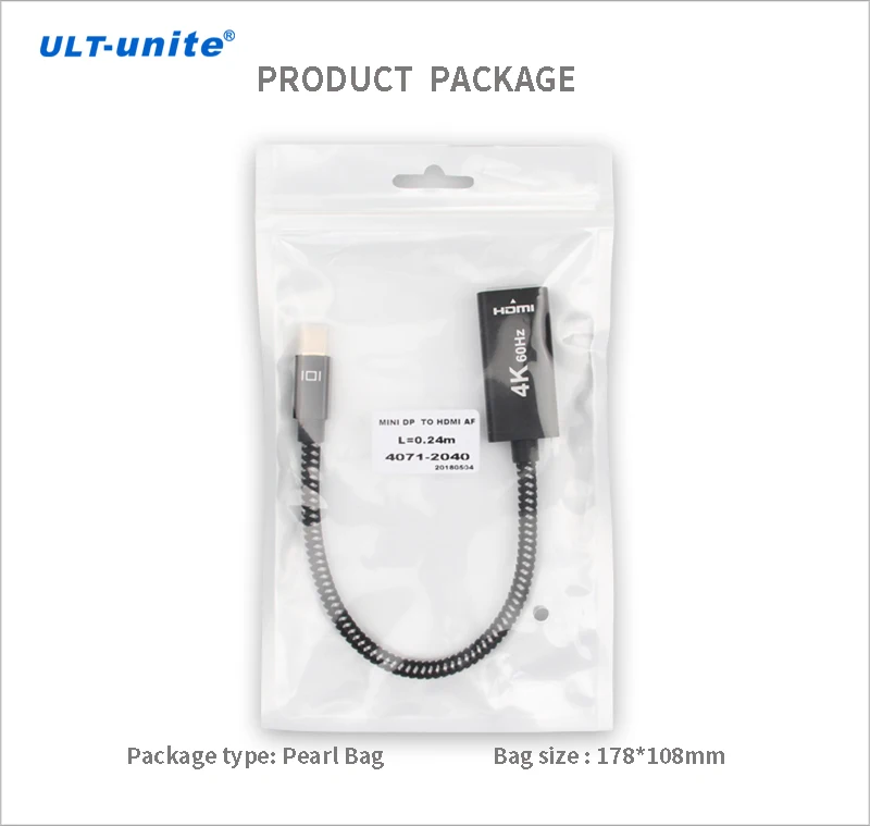 Amazon Bestseller High Quality Gold Plated Aluminum Alloy Braided Slim Soft 1080P 4K 60Hz Mini DisplayPort to HDMI Adapter - ANKUX.COM