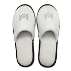 Promotional disposable hotel slippers with embroidery logo coral fleece slippers with logos