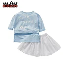Baby Girls clothes 2pc cute cotton half sleeve t-Shirt with skirt outfit set