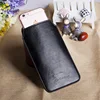 Luxury high quality genuine leather black soft cell phone pouch