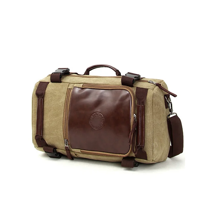 China wholesale outdoor backpack mens shoulder leather vintage canvas backpack
