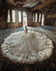 Elie Saab White Girls Off-Shoulder Puffy Pleating Sequined Beading Ruffle Wedding Dress Crystal Applique