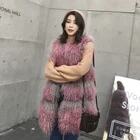 Cheap Outerwear Clothing Sleeveless Real Fur Vest Women Gradation Real Mongolia Lamb Fur Vest Mongolian Fur Gilet