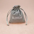 High quality grey jewelry gift drawstring bag velvet pouch