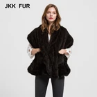 2019 New Women Real Mink Fur Thick Knitted Poncho Or Lady Winter Fur Cape Top Quality Shawls
