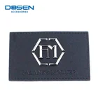 Custom black jeans pu label embossed/metal leather label patch for garment bags