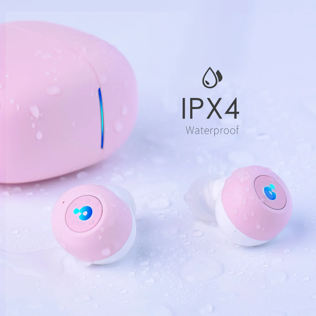 Bluewow A7 pink Bluetooth 5.0 earbuds with 400mAh charging case wireless noise earphone earpods headset - ANKUX.COM