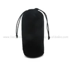 Custom design black drawstring gift pouch round bottom velvet cloth bag