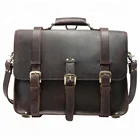 Tiding Handmade Vintage Style Genuine Leather Men's Laptop Briefcase Handbag Messenger Bag For Business Men 17 inch Laptop Bag