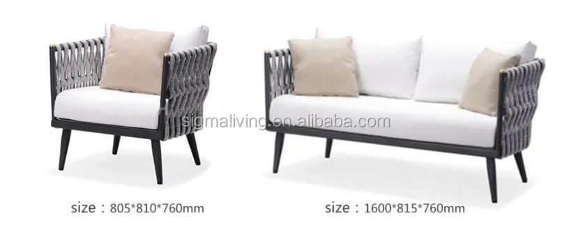 New arrival comfortable patio furniture rope woven sofa small safa set for sale