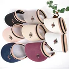 2019 Summer Sun hats Bee Print Embroidery Visor Straw Beach cap Women Empty Cap