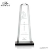 Clear Glass Custom Made Laser Engraved Obelisk Crystal Plate Trophy Award With Black Base.
