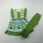 New fashionable 100% cotton girls outfit clothing baby kids clothes wholesale