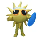 Happy Island yellow sun mascot costume short plush mascot costume for sale