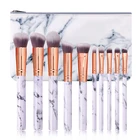 Professional Pro Makeup10PCS Set Marble diamond Powder Foundation Eyeshadow Eyeliner Lip Cosmetic Brushes