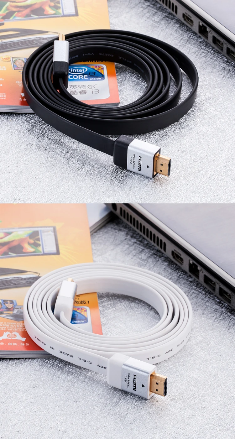 High Speed 2m 3D 4K Gold Plated Flat HDMI Cable With Ethernet For HDTV HDMI /PS3 - ANKUX.COM