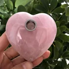 Natural Crystal Powder Smoking Pipes Rose Quartz Heart
