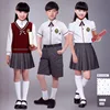 High School Student's Summer Season Uniform cotton shirt + plaid straps skirt japanese high school uniform
