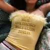 P0406 european stylish summer sexy embroidery letter designs fur yellow tube tops