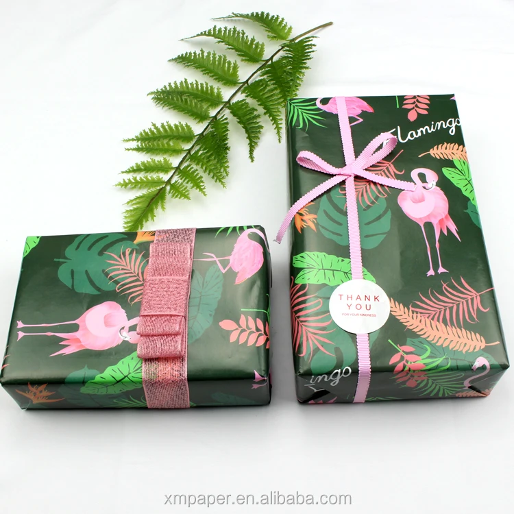 fashion ins flamingo jungle diy gift flowers wrapping paper